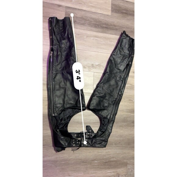 Men's Leather Riding Chaps by Silver Bike Size L Biker Wear - Picture 4 of 10